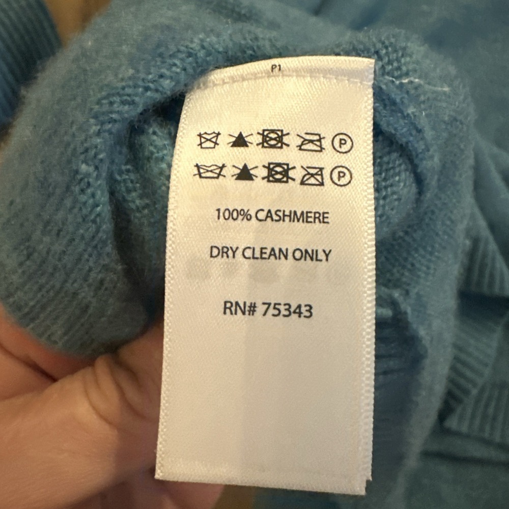 Max Studio Hooded Cardigan 100% 2 Ply Cashmere Teal Blue Women's Medium - Picture 6 of 6